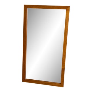 Vintage Danish Teak Wall Mirror – Mid Century Modern Rectangular Mirror 1960s Scandinavian Design For Sale