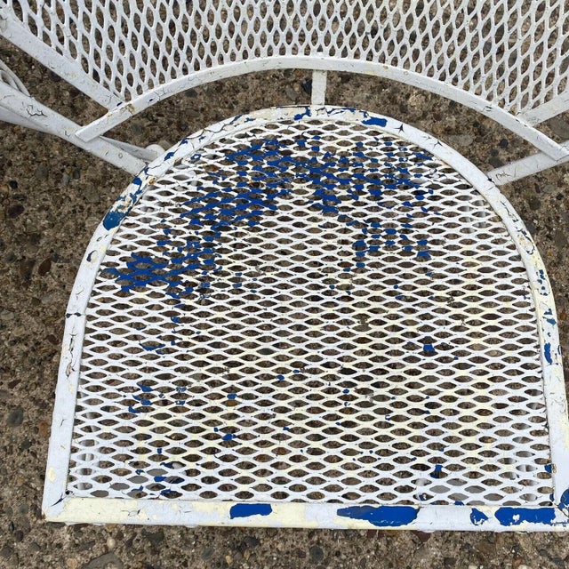 Metal Vintage Wrought Iron Woodard Salterini Style Mid Century Outdoor Patio Chairs - A Pair For Sale - Image 7 of 11