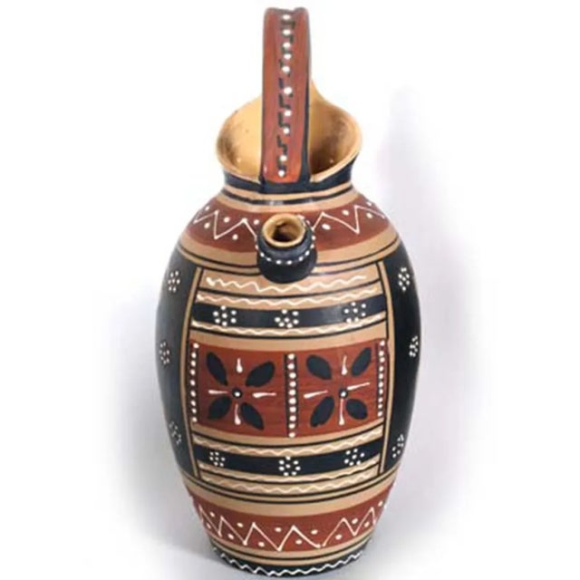 September Glazed Ceramic Top 900 ''Ruta De'' Made Up Of 6 Cups And A Female Figures Anfora Etrusco Style Color Monochrome...