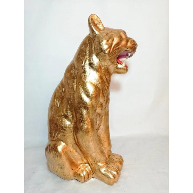 Vintage Gold Leaf & Ceramic Tiger For Sale - Image 6 of 11