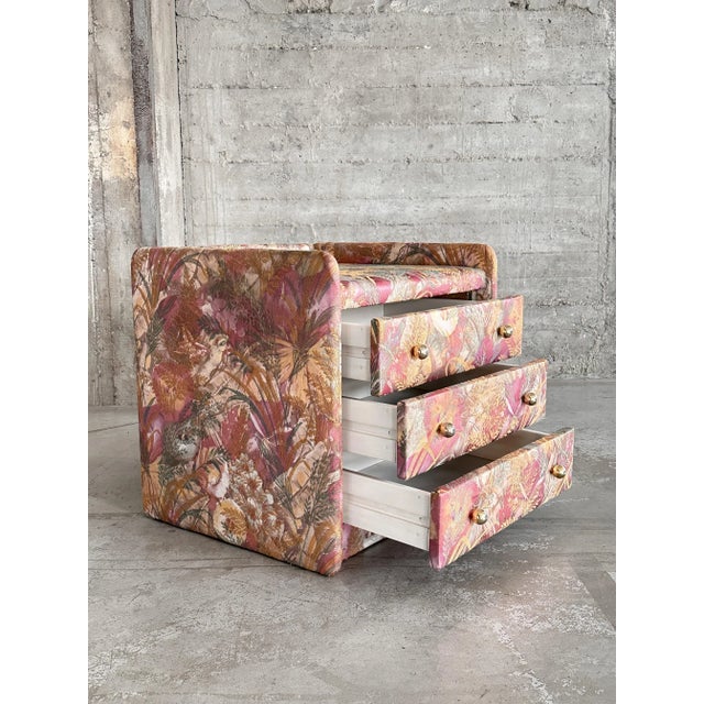 Vintage Upholstered Pastel Floral Nightstand, 1960s For Sale - Image 4 of 11