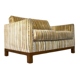1970’s Mid-Century Modern Striped Velvet Loveseat For Sale