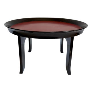 Vintage Korean Red & Black Lacquer Soban Low Tray Table For Sale