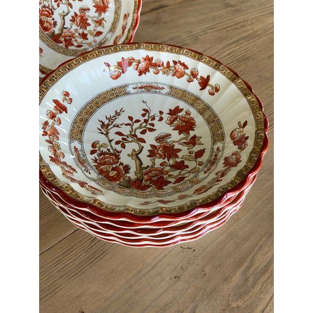 Copeland Antique Copeland Spode England “India Tree” Orange Rust and Gold Scallop-Edged Coupe/Cereal Bowl For Sale - Image 4 of 7
