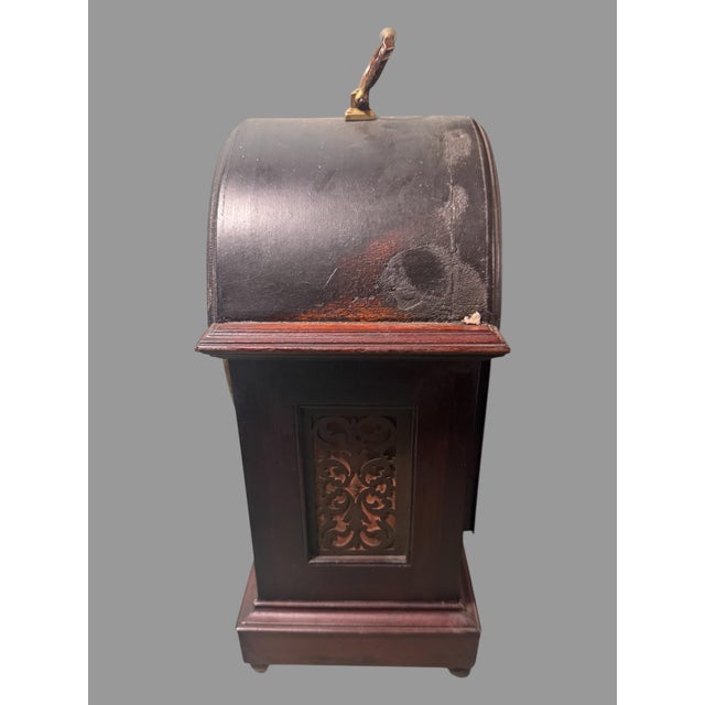Antique 15" Mahogany Bracket Clock Brass Dial Marked Hare Baltimore For Sale - Image 9 of 12
