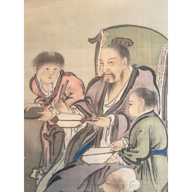 Japanese Silk Scroll by Haruki Nanmei Edo Period For Sale - Image 4 of 12