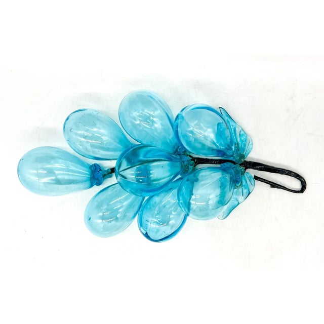 Mid-Century Modern Oversized Mid Century Turquoise/ Aqua Glass Grapes For Sale - Image 3 of 11