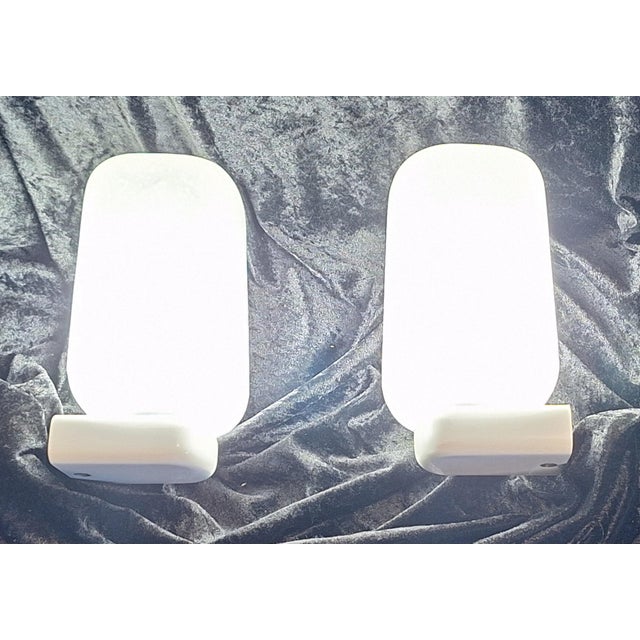 Vintage Wall Lamps with White Metal Bases and Matte, Bubbled Glass Shades by Keuco, 1970s, Set of 2 For Sale - Image 6 of 9