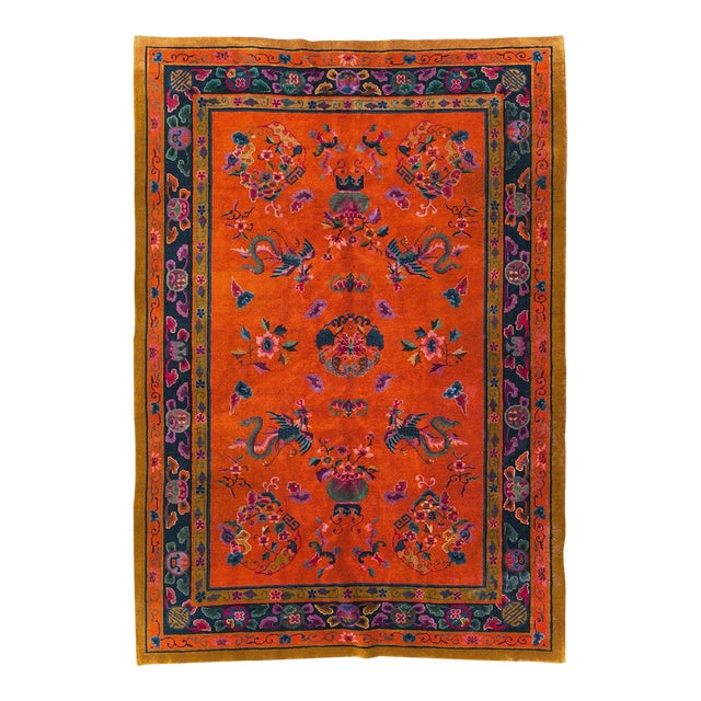 Galerie Shabab Collection Mid-20th Century Handmade Chinese Art Deco Accent Carpet For Sale