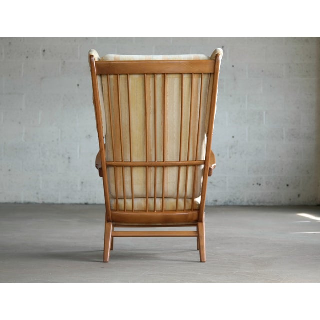Yellow Danish Midcentury Wingback Lounge Chair With Exposed Sides For Sale - Image 8 of 13