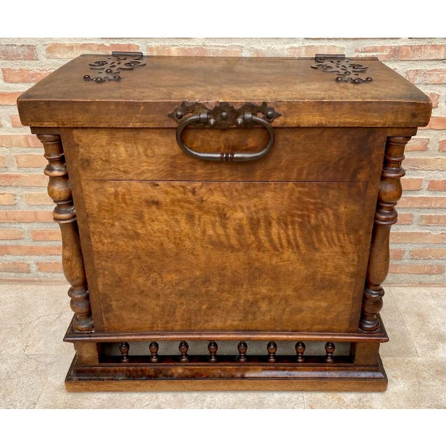 Rustic Antique Solid Wood Chest with Turned Columns, 1920s For Sale - Image 3 of 12