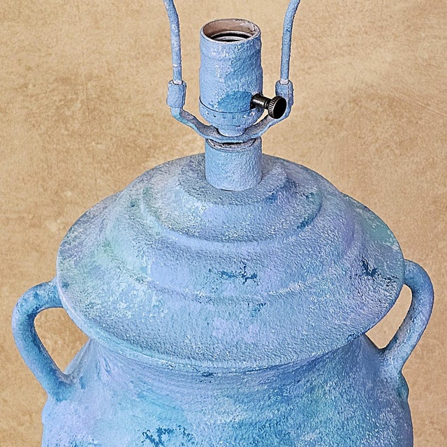 Late 20th Century Coastal Custom-Painted Coastal Ceramic Amphora Table Lamp With Mermaid & Seahorse Shade For Sale - Image 14 of 18