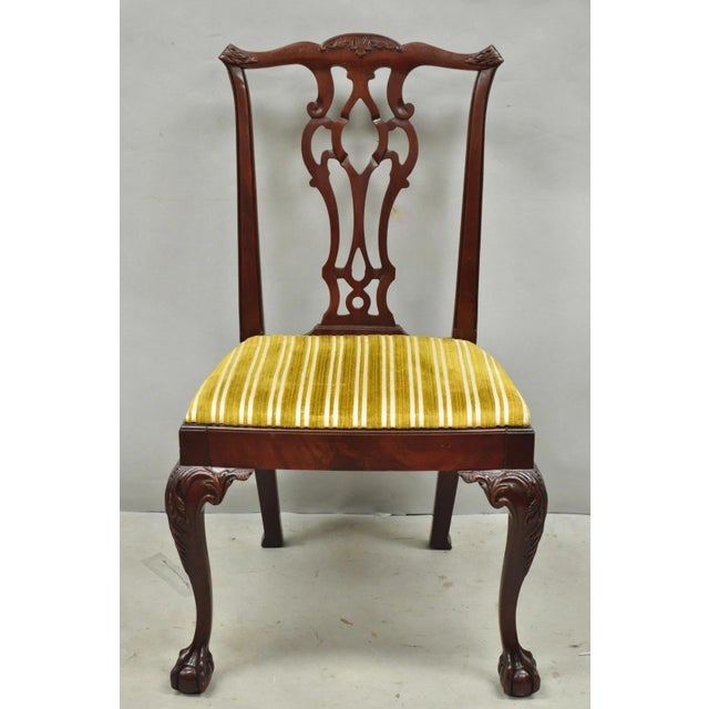 Chippendale Early 20th Century John Stuart Chippendale Carved Mahogany Ball and Claw Dining Chairs - Set of 4 For Sale - Image 3 of 16