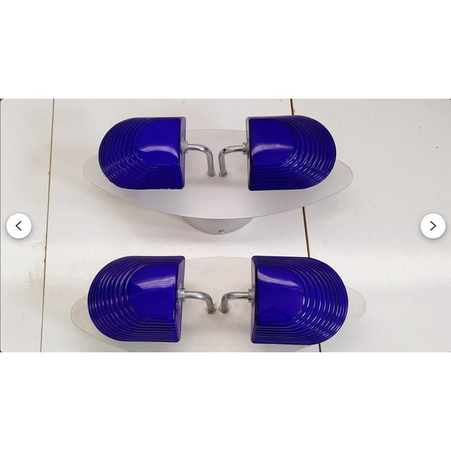 Art Deco Indigo Murano Glass Sconces, 1980s, Set of 2 For Sale - Image 10 of 11