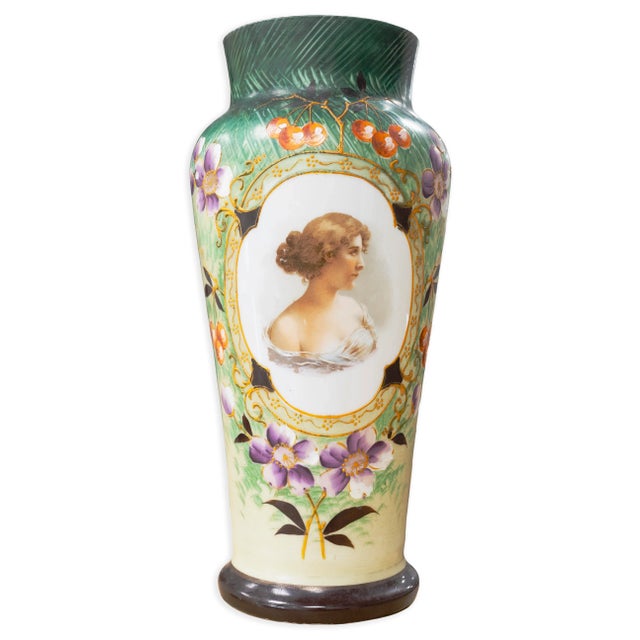 Pink Nippon - Pair of Vases, C. Early 20th Century Stamped Antique Hand Painted For Sale - Image 8 of 12