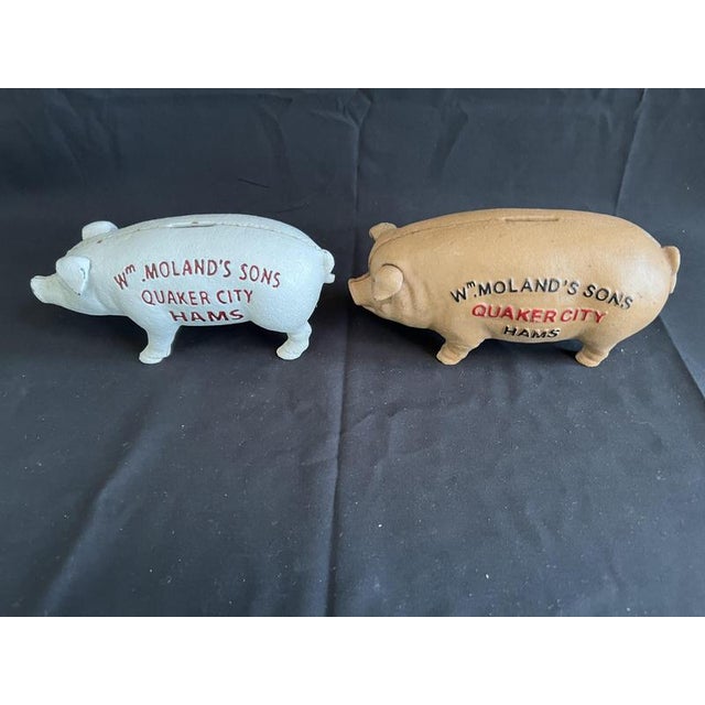 Quaker City Pig Money Boxes in Cast Iron from WM Moland & Sons, Set of 2 For Sale - Image 4 of 6