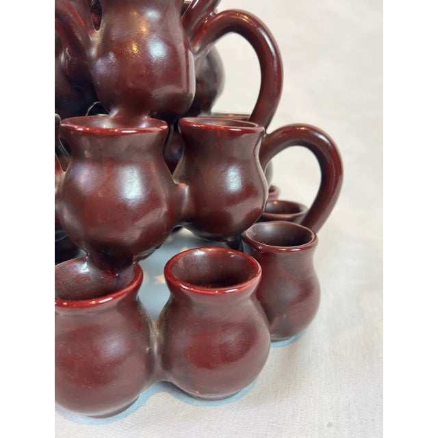 1990s Italian Glazed Ceramic Cluster of Vessels in a Raisin Color For Sale - Image 4 of 10