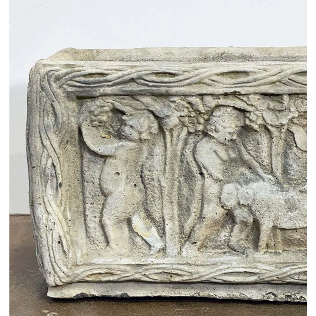 English Garden Stone Trough or Planter With Cherub Relief For Sale In Austin - Image 6 of 13