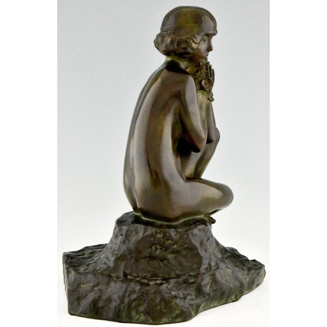 Metal Maxime Real Del Sarte, Art Deco Sculpture, Seated Nude with Flowers, France, 1920s, Bronze For Sale - Image 7 of 12
