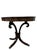 An elegant pair of antique Regency-style demilune console tables crafted in richly figured flame mahogany. Each table...