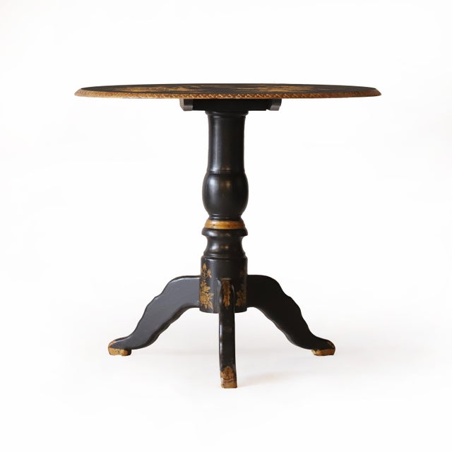 Vintage Gold Hand Painted Chinoiserie Round Table，Chinoiserie incorporates a variety of unique designs and trends, which...