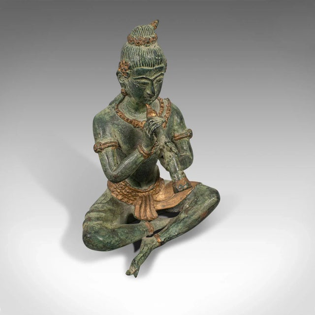 C. 1900 Bronze Oriental Antique Bronze Decorative Musician Figure For Sale - Image 9 of 13