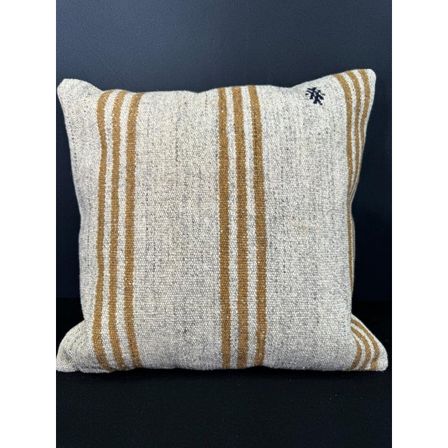 Turkish Hemp Pillow Cushion Natural Beige Brown Cushion Cover 20x20 For Sale - Image 4 of 4
