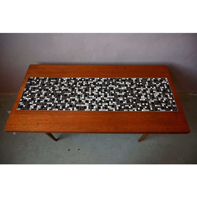 Wood Coffee Table with Teak Spindle Base and Ceramic Mosaic, 1970s For Sale - Image 7 of 18