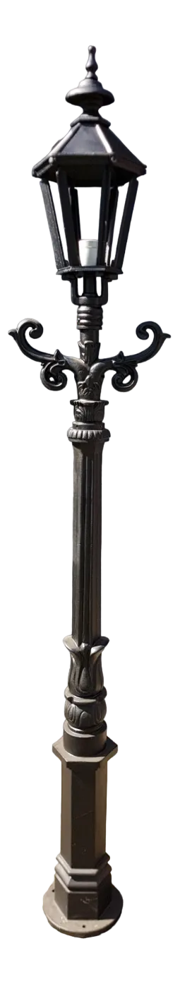 Cast Iron Lamp Post with Hexagon Cast Iron Lantern