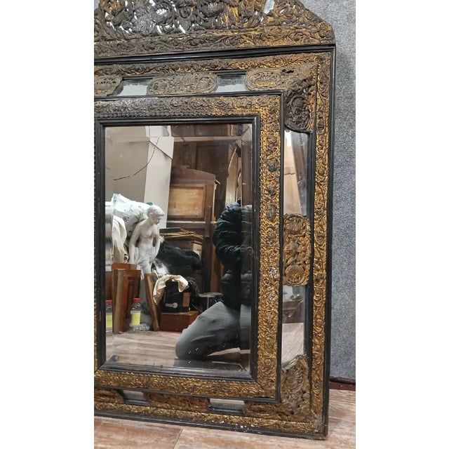 Napoleon III Beaded Mirror in Embossed Copper For Sale - Image 3 of 6