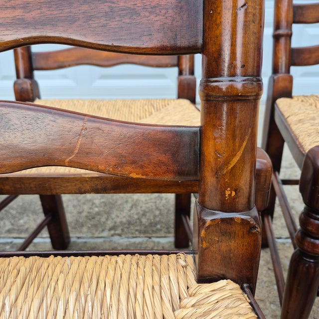 2019 Theodore Alexander Castle Bromwich Ladderback Rush Seat Dining Side Chairs, Set of 6 For Sale - Image 14 of 15