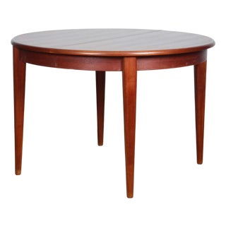 Round Extendable Teak Dining Table, 1960s For Sale