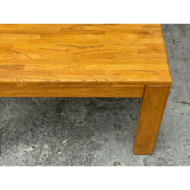 Modernist Butcher-Block Oak Side Table, Vintage For Sale - Image 4 of 12
