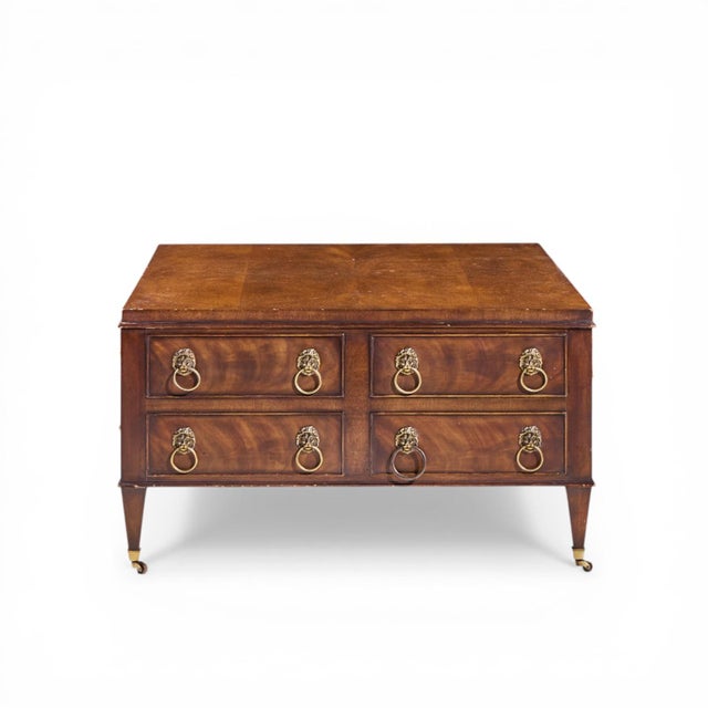 Late 20th Century Ej Victor Burlwood and Walnut Lion Head Handle Coffee Table For Sale - Image 5 of 11