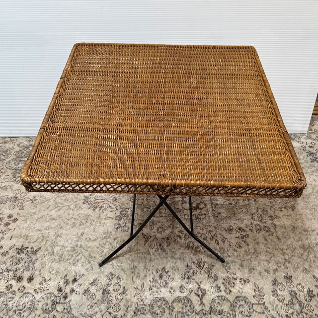 Danny Ho Fong Folding Wicker Card Table, Outdoor For Sale - Image 12 of 12