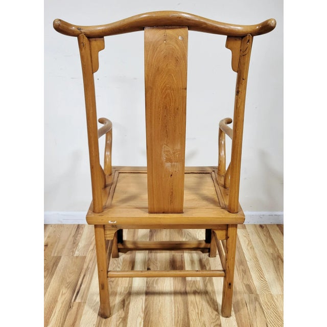 Chinese Early 19th C Carved Elm Wood Yoke Chair Armchair For Sale In New York - Image 6 of 15