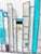 Mid-Century Modern Vintage Teal Geometric Stained Glass Window Panel For Sale - Image 3 of 10