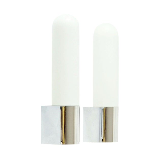 Vintage Opaline Glass and Chrome Sconces from Limburg, Germany, 1970s, Set of 2 For Sale - Image 9 of 9