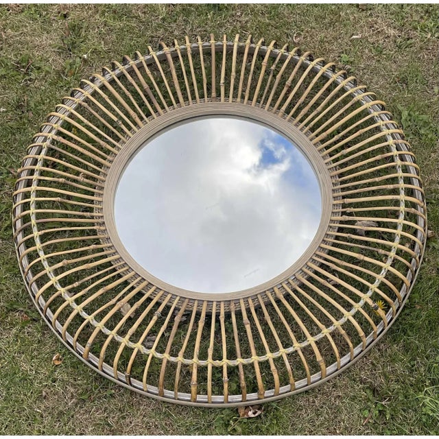 Sunburst Bamboo Mirror in the Style of Franco Albini (Designer) For Sale - Image 13 of 16
