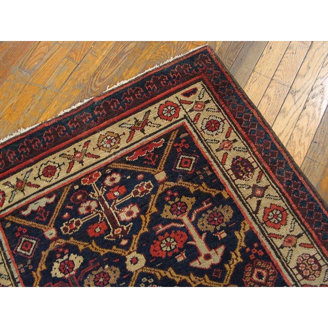 1880s Blue Navy Medallion Antique n.w. Persian Runner Rug 3'3" X 10'3" Handknotted Wool Carpet For Sale - Image 4 of 8
