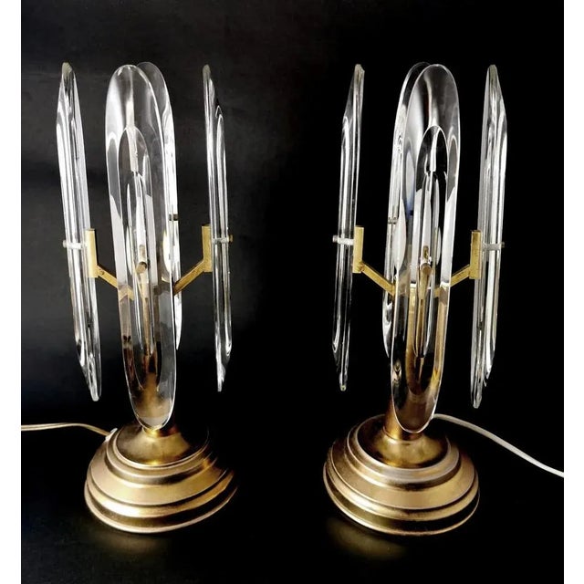 Italian Table Lamps in Brass and Crystal by Sciolari Gaetano, 1970s, Set of 2 For Sale - Image 11 of 13
