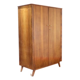1960s Mid Century Modern Vintage Gentlemens Armoire Wardrobe Danish Style For Sale