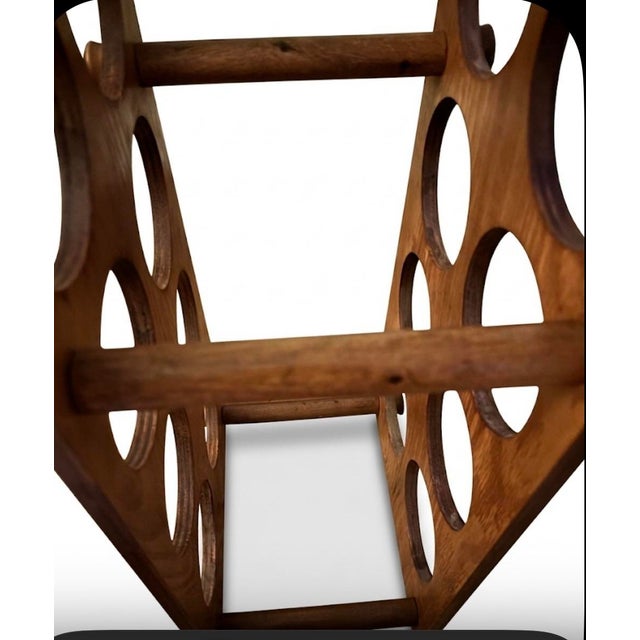 Don Shoemaker Mid-Century Modern 12-Bottle Shaped Wooden Wine Rack Caddy For Sale - Image 4 of 9