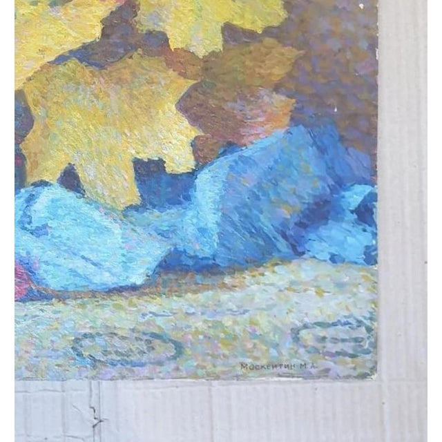 1970s Still-Life With Flowers Oil Painting Original Soviet Art Ukrainian Artist Moskvitin m.a. 50-47 For Sale - Image 6 of 6