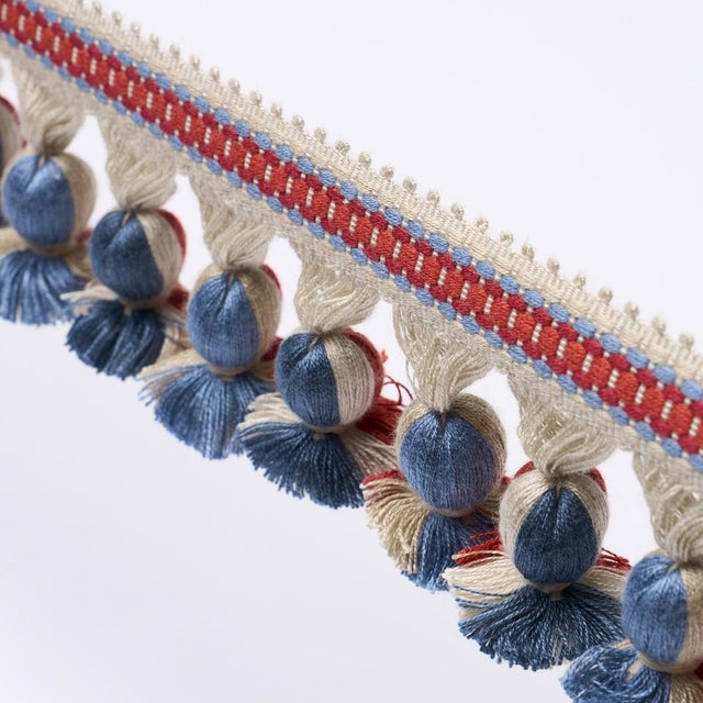 Contemporary SAMPLE - Schumacher Ali Tassel In Rouge & Navy For Sale - Image 3 of 4