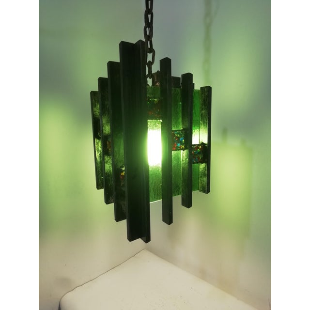 Mid-Century Modern Iron and Glass Ceiling Lamp, Italy, 1960s For Sale - Image 3 of 9