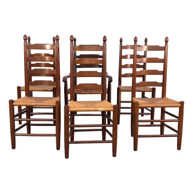 Ladder Back Dining Chairs Set of 6 For Sale
