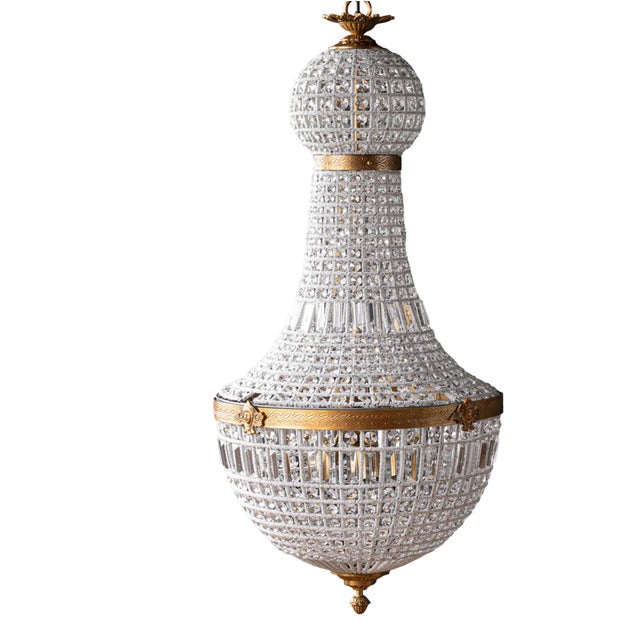 Matthew Izzo Home Bezier Prism Glass Chandelier With Antique Brass Finish Detail Over Iron - Large For Sale In New York - Image 6 of 6