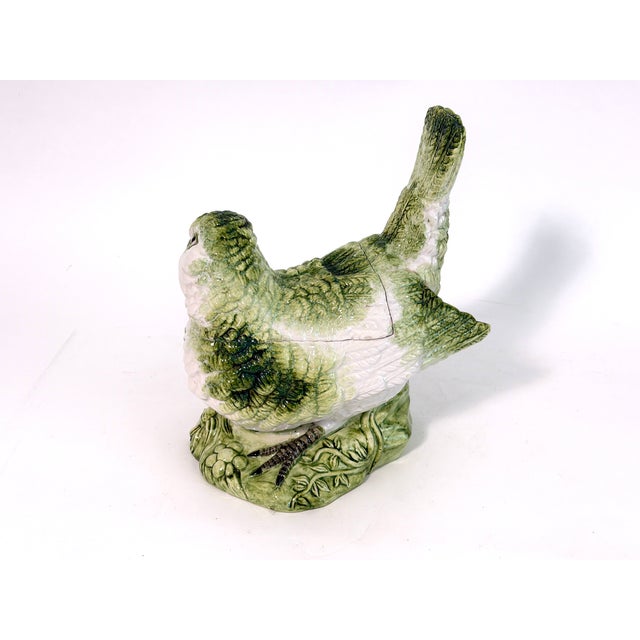 Ceramic Italian Porcelain Majolica Style Bird Lidded Dish For Sale - Image 7 of 11
