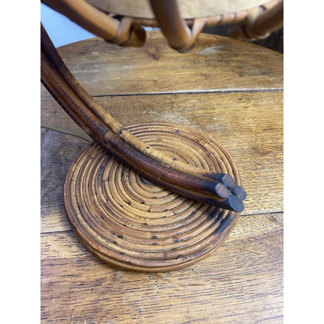 Rattan and Bamboo Table Lamp by Louis Sognot, 1960s For Sale - Image 9 of 14
